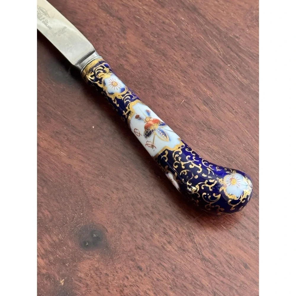 A. E. Lewis & Co Sheffield England Cobalt Floraine Imari‎ Butter Knife RARE BK2